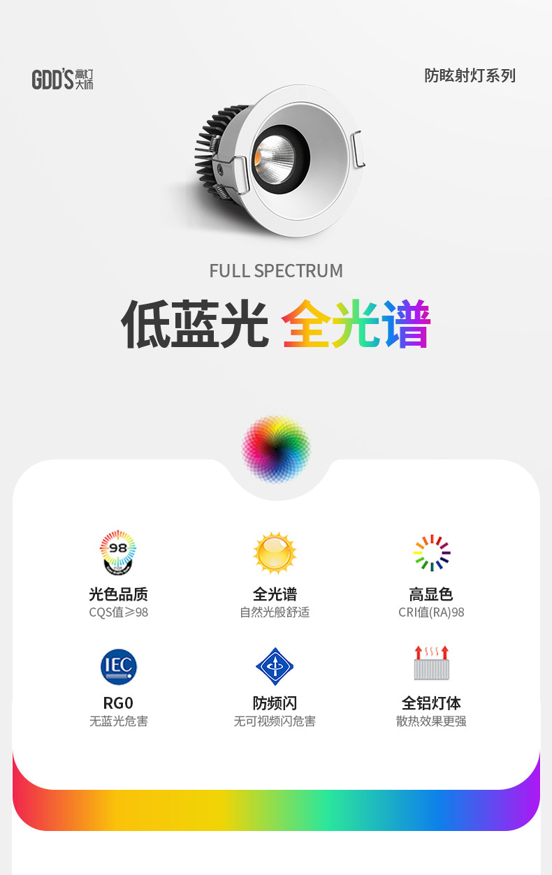 嵌入式防眩射灯80开孔85mm网红小山丘洗墙灯氛围家用客厅全光谱