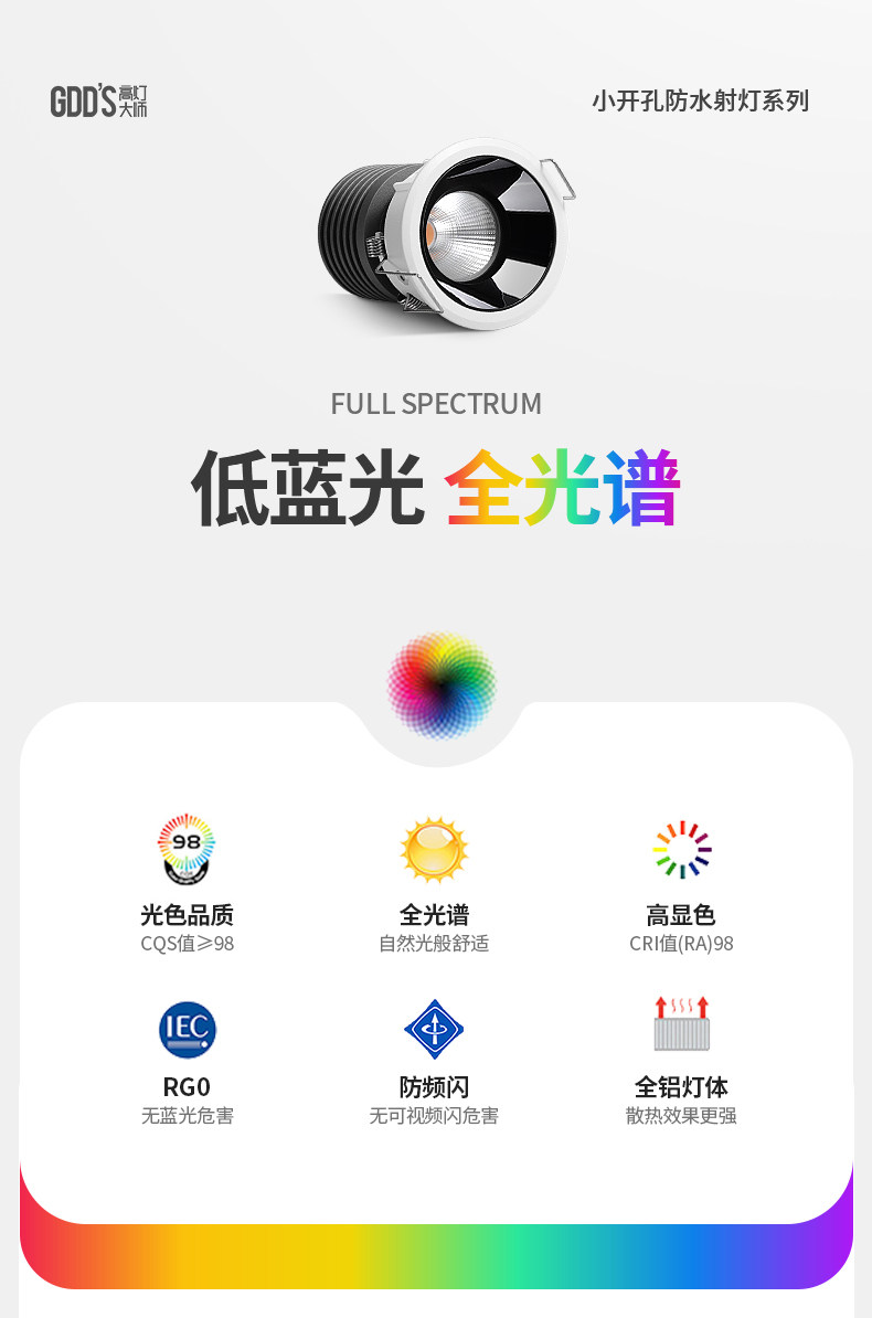 防水小射灯嵌入式55开孔深藏防眩防雾led天花灯浴室厨房专用防潮