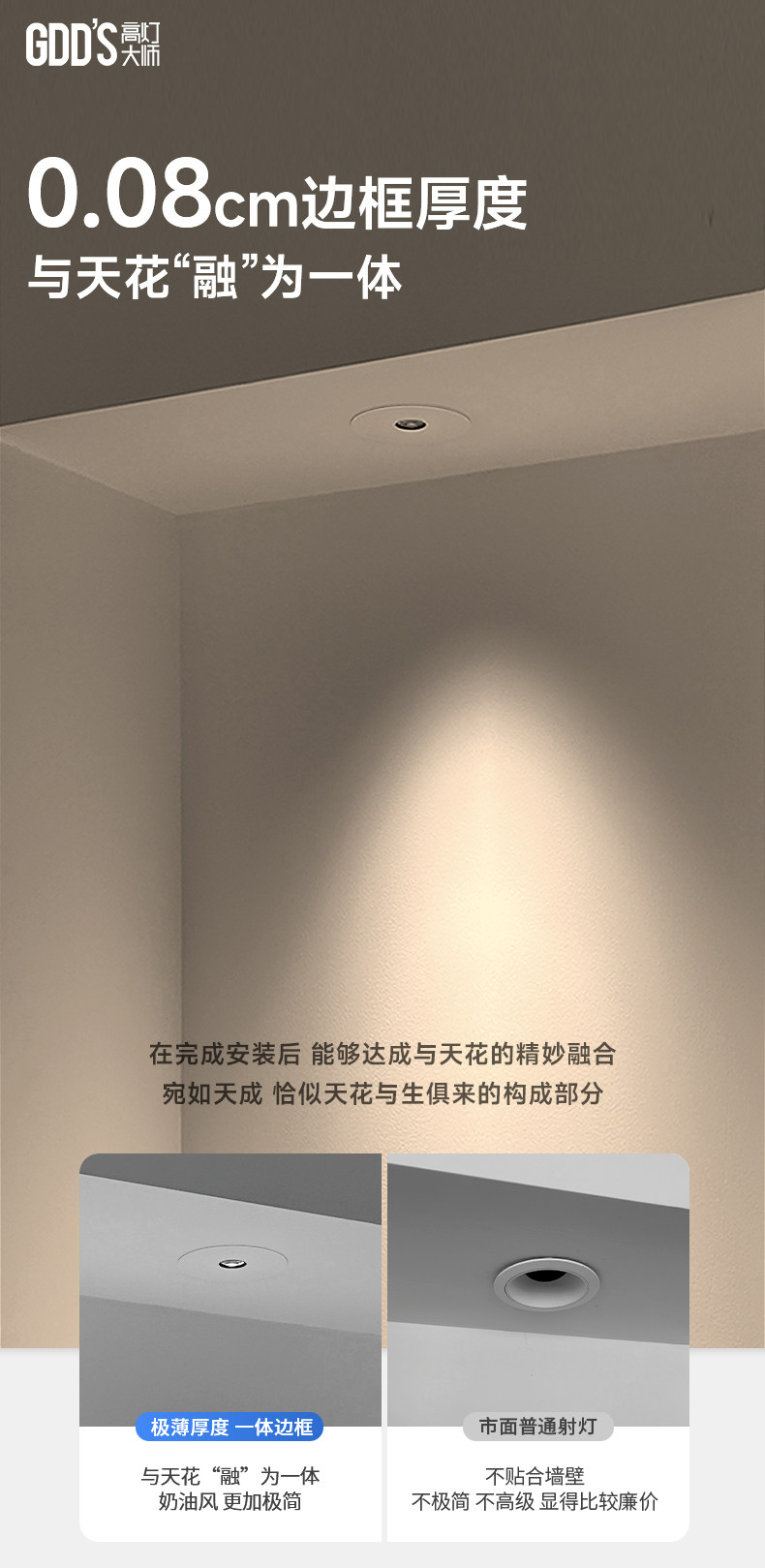 超薄小孔射灯微孔嵌入式防眩0.08cm隐形交叉出光小光束角无主灯