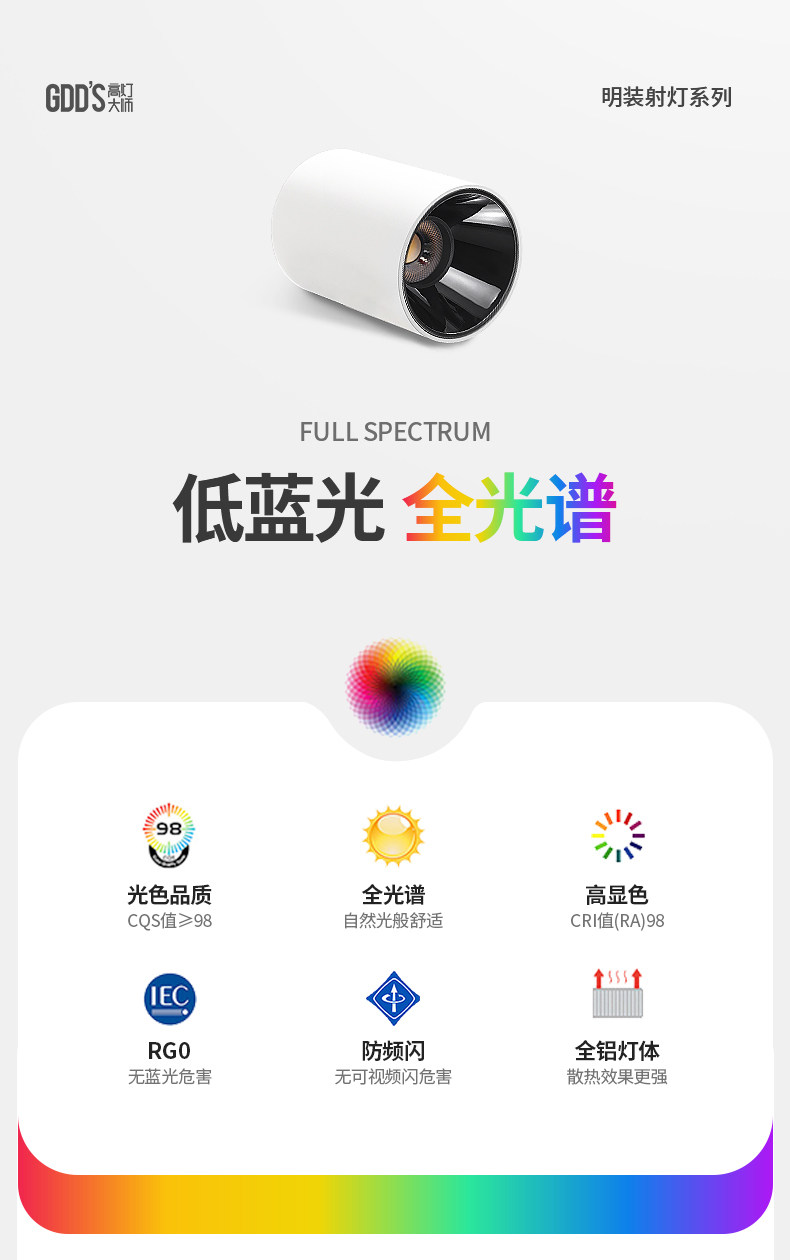 圆形见光不见灯明装深藏防眩射灯具吸顶式家用客厅阳台卧室无主灯