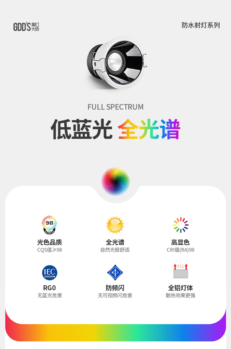 防水防眩射灯防雾深藏天花灯LED防潮淋浴室厨房卫生间厕所湿区cob