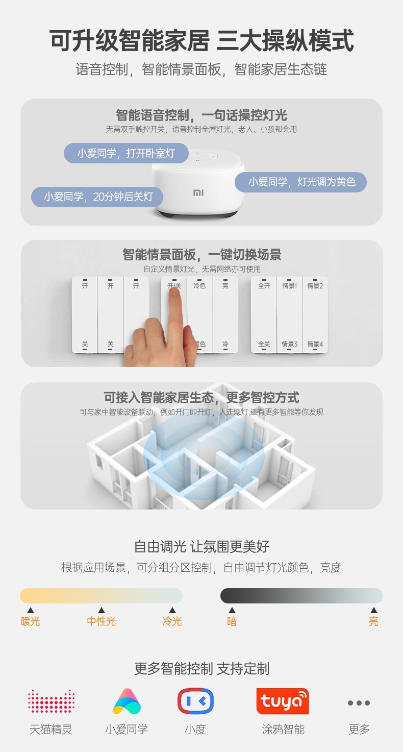 已接入米家APP磁吸轨道灯无边框嵌入式预埋式无主灯客厅照明导轨