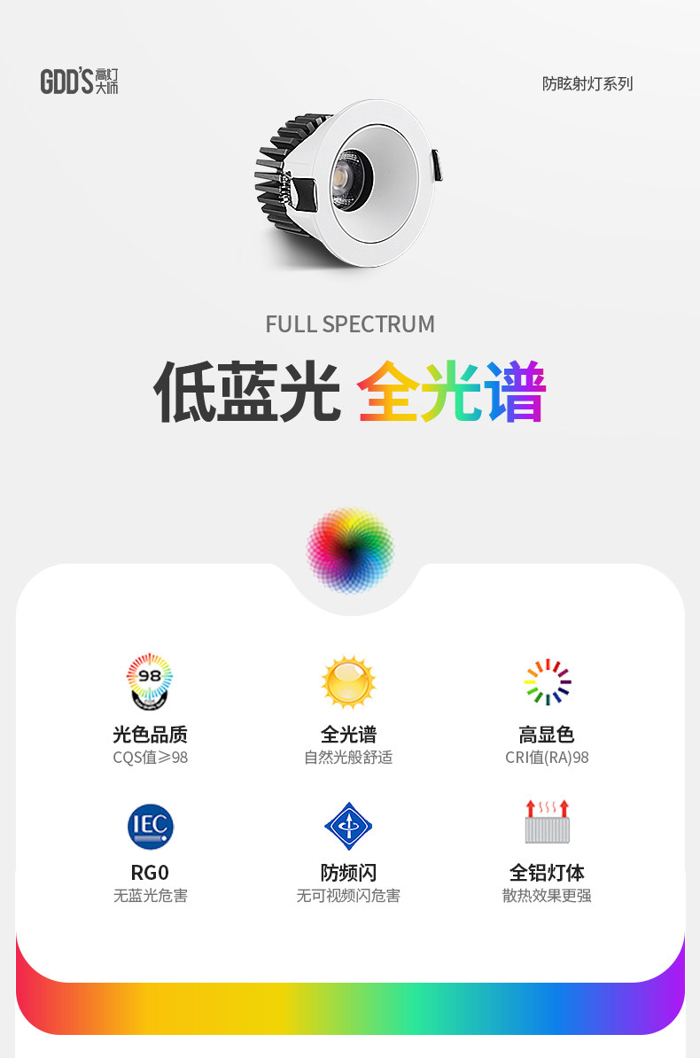 防眩小山丘射灯led猫眼灯筒灯嵌入式75mm高显客厅天花吊顶无主灯