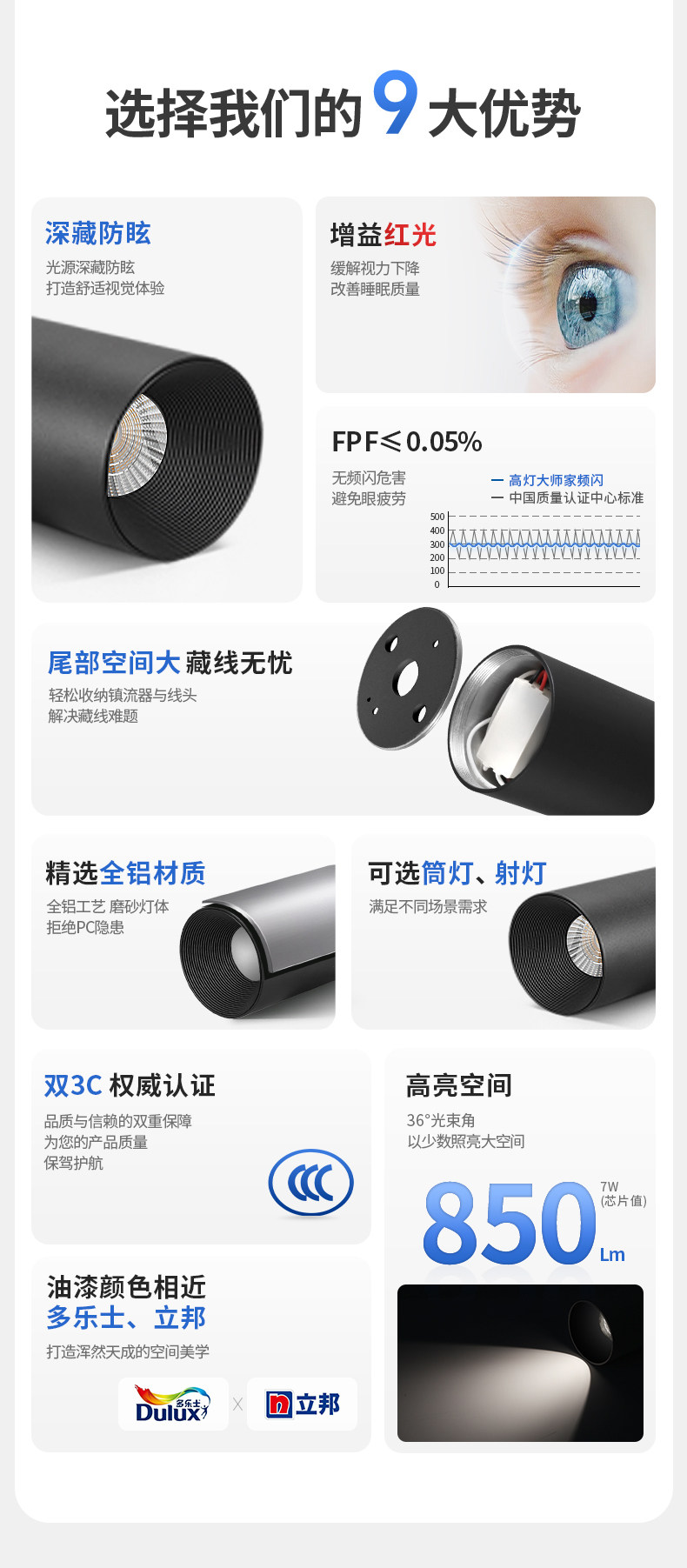 黑色明装防眩射灯筒灯天花led圆桶免开孔吸顶客厅卧室玄关cob智能