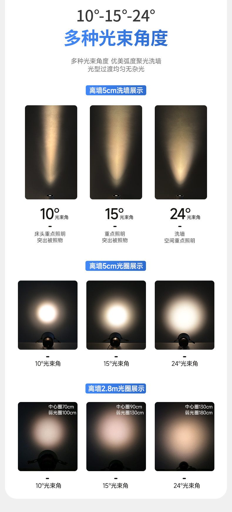 小角度聚光防眩光射灯led嵌入式可调角度嵌入式艺术氛围茶室床头