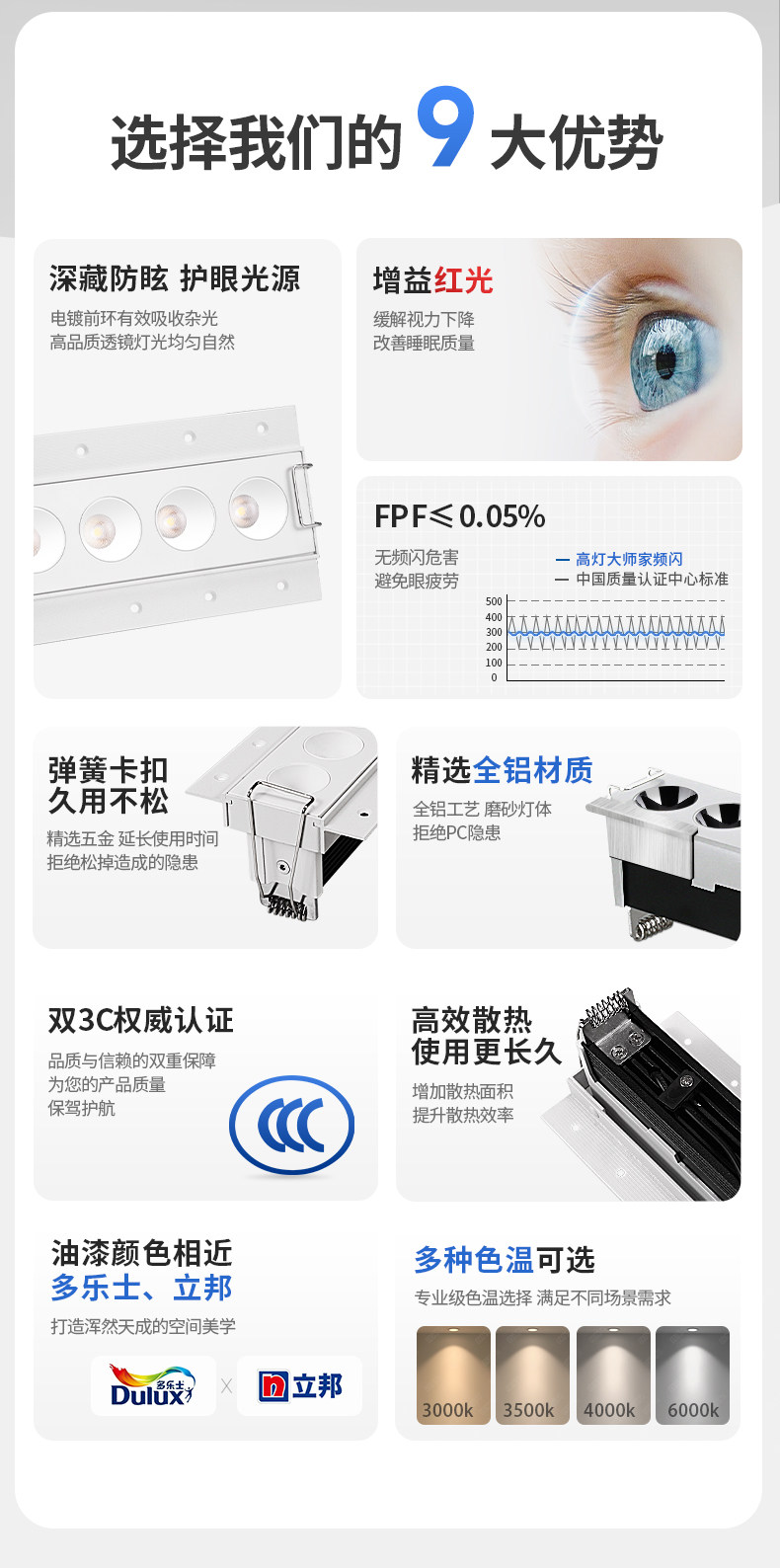 预埋格栅灯嵌入式无边框格栅射灯led长条线性家用客厅天花无主灯