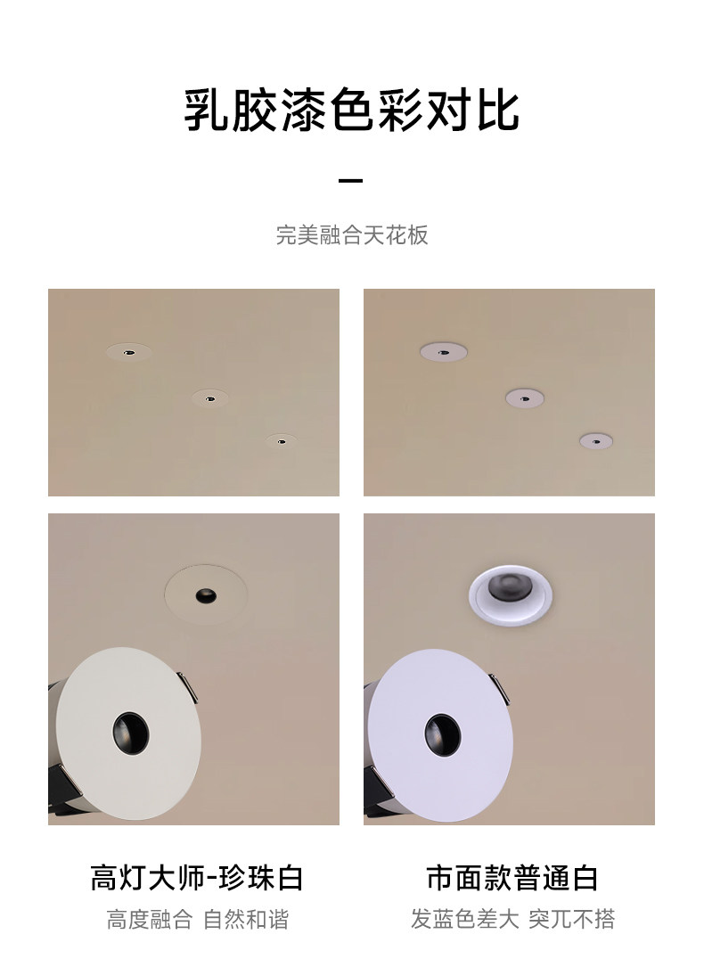 嵌入式可可蛋奶射灯小孔出光中古奶油风极薄隐形超防眩乳胶漆同色