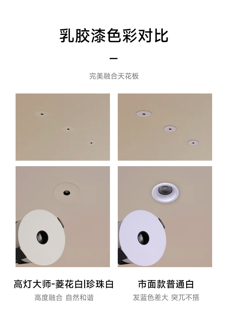 嵌入式可可蛋奶射灯小孔出光中古奶油风极薄隐形超防眩乳胶漆同色
