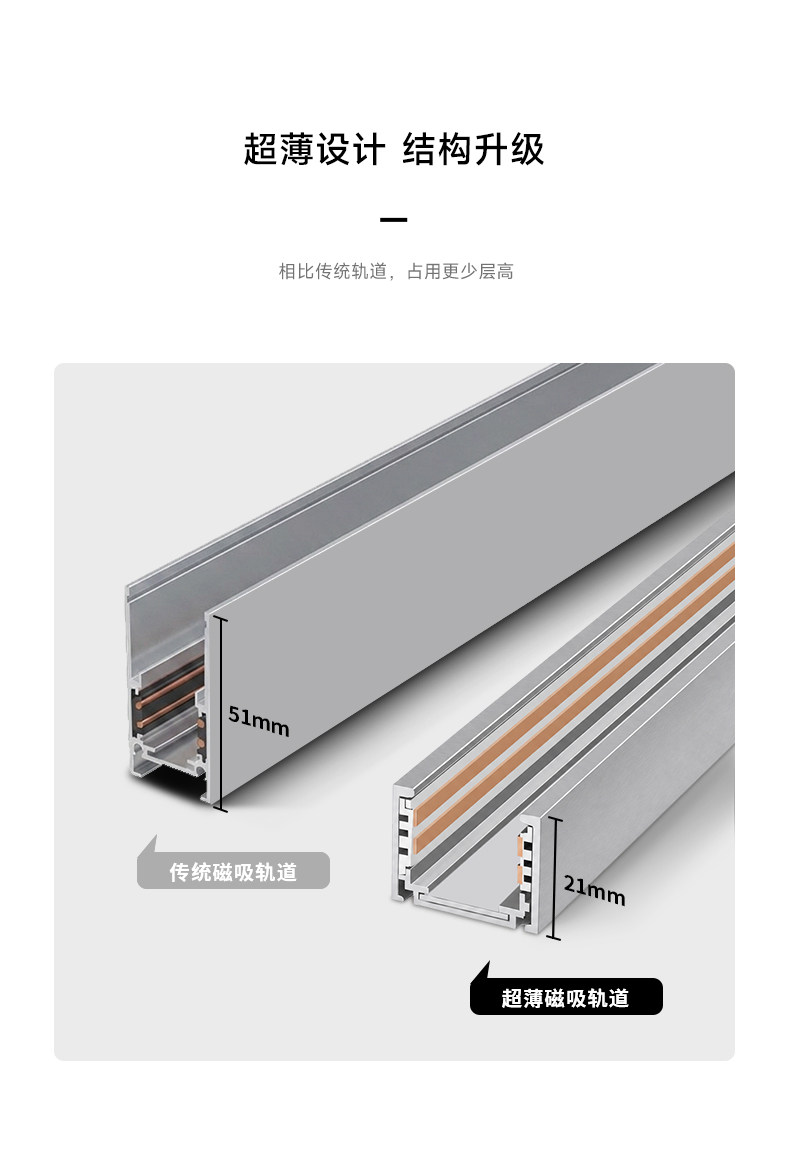 包豪斯明装磁吸轨道灯不锈钢银色客厅照明泛光灯免吊顶长条无主灯