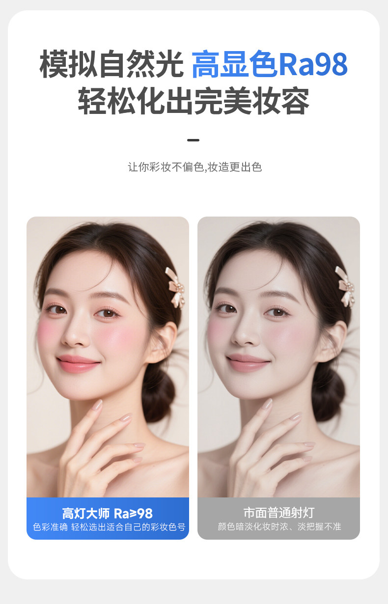 嵌入式镜前美颜射灯偏光防眩护眼LED卫生间灯镜柜镜前无主灯照明