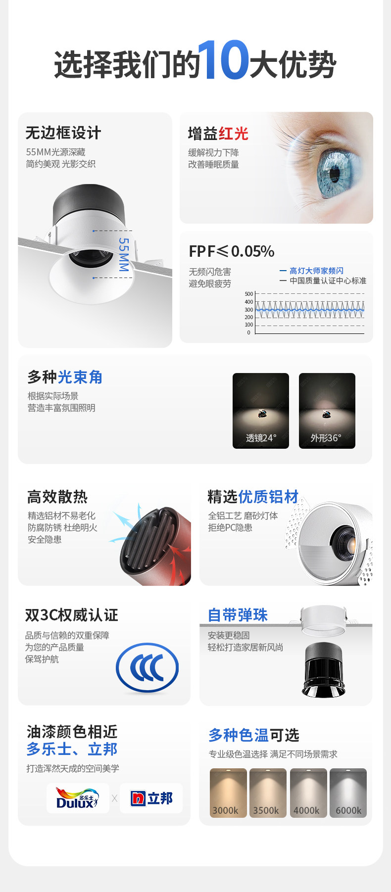 无边框预埋款射灯预埋防眩智能客厅卧室家用嵌入式led天花无主灯