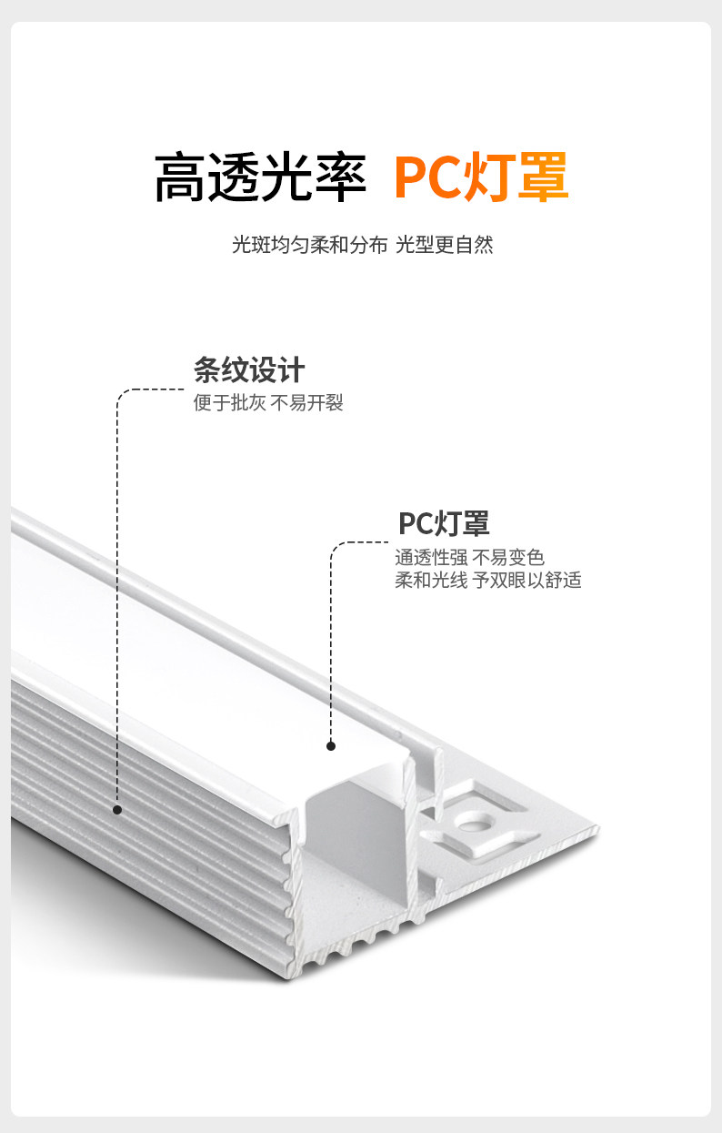 线形灯双眼皮吊顶led批灰灯槽线条灯带洗墙向上打光客厅线性边吊