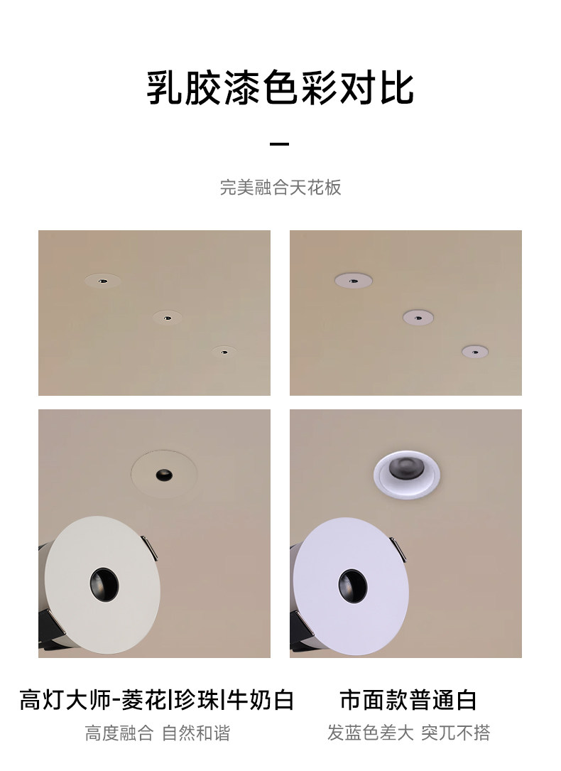 嵌入式可可蛋奶射灯小孔出光中古奶油风极薄隐形超防眩乳胶漆同色
