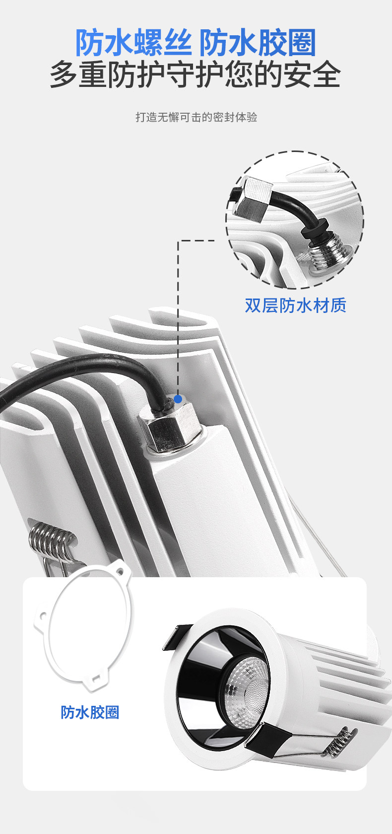 开孔55mm嵌入式防眩小筒灯led防水防雾护眼防眩浴室卫生间厨房