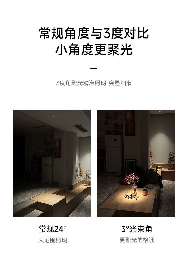 超薄射灯3度小角度射灯45-85开孔led家用嵌入式3W防眩聚光天花灯