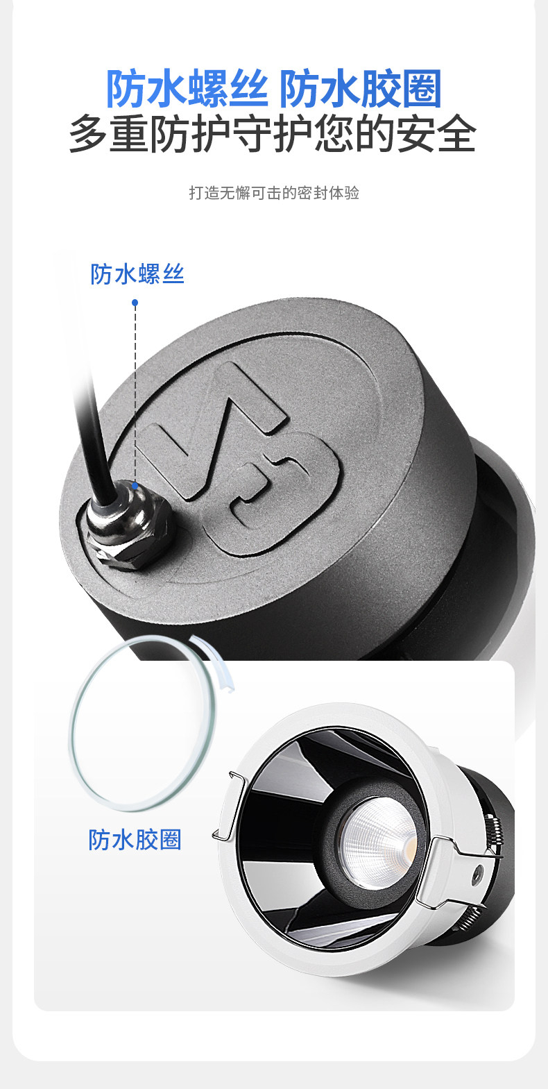 防水防眩射灯防雾深藏天花灯LED防潮淋浴室厨房卫生间厕所湿区cob