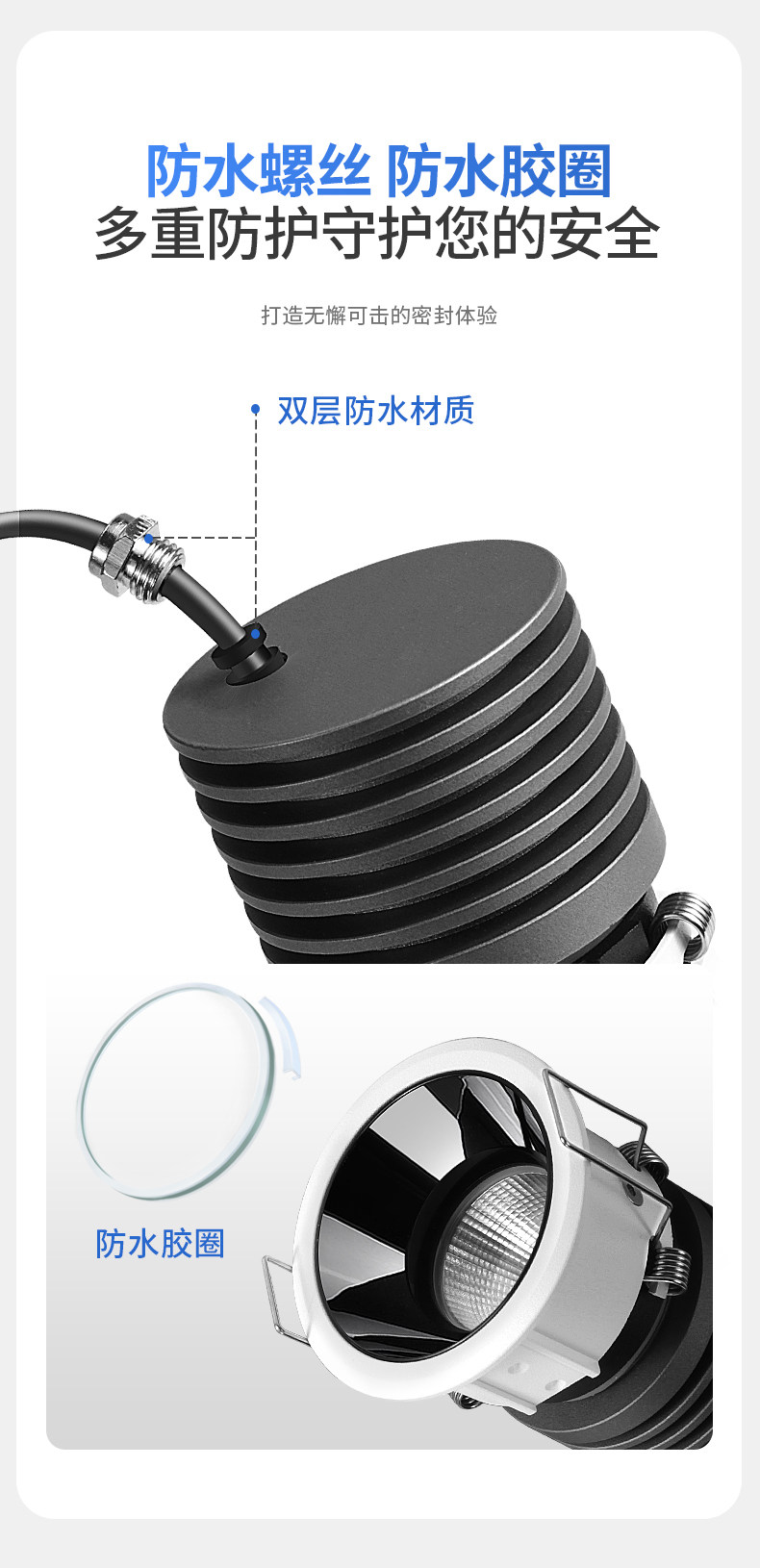 防水小射灯嵌入式55开孔深藏防眩防雾led天花灯浴室厨房专用防潮