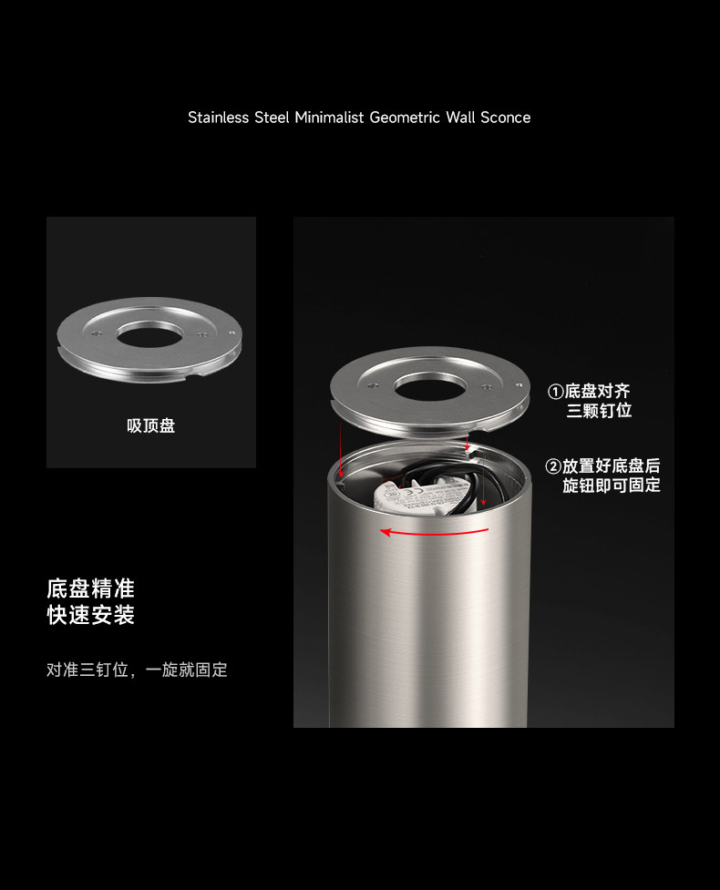 明装筒灯不锈钢射灯包豪斯防眩银色中古吸顶灯工业客厅卧室无主灯
