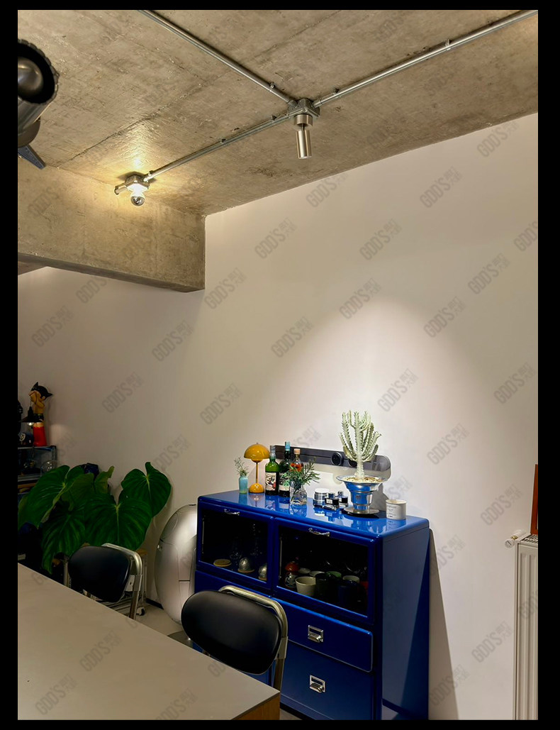 包豪斯E27螺口射灯明装镀锌管不锈钢银色客厅天花工业风美标底盒