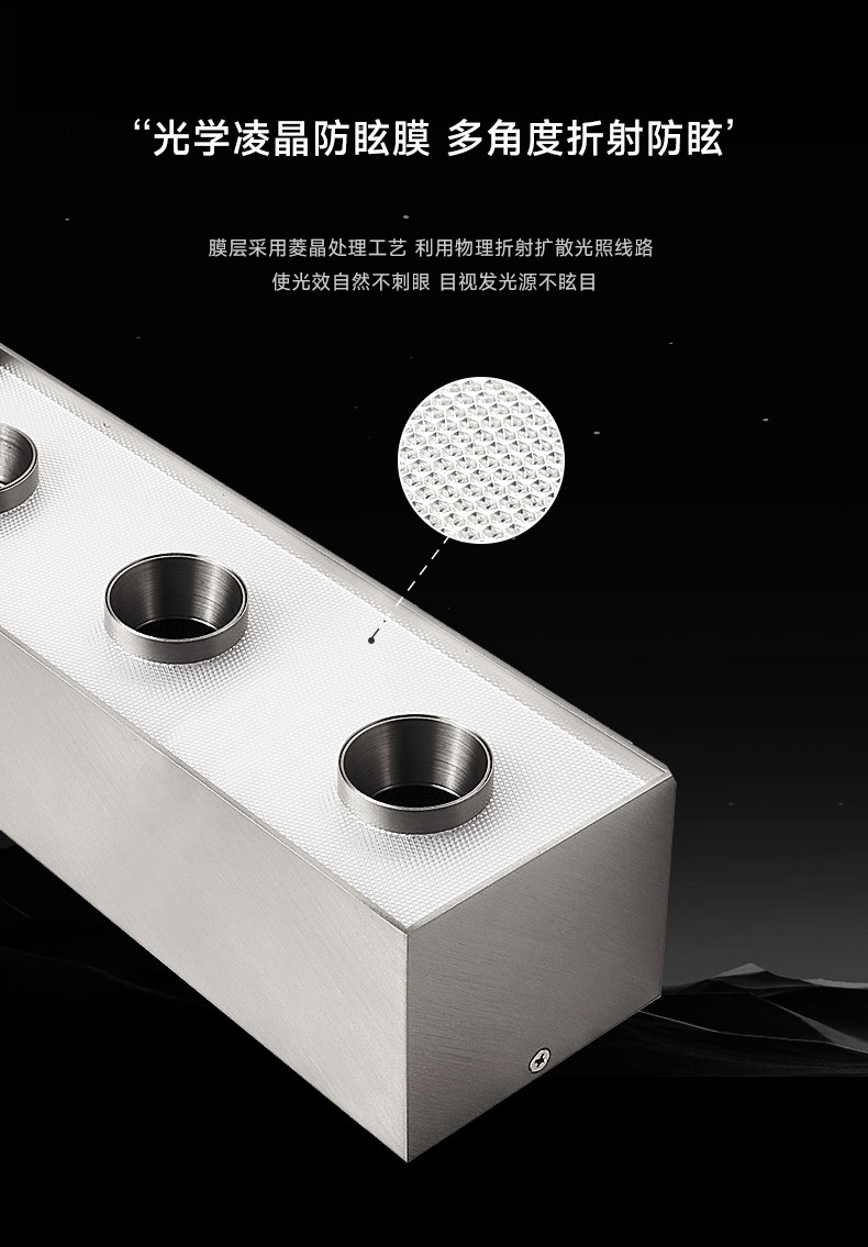 超薄明装斗胆灯包豪斯三头不锈钢色筒射一体吸顶灯客厅全光谱防眩