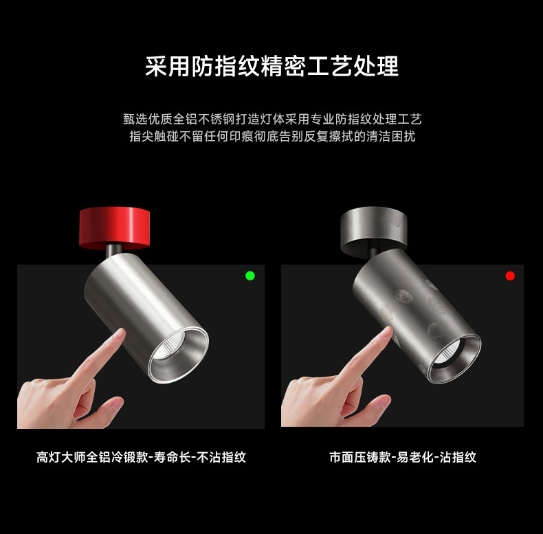 包豪斯明装射灯红色不锈钢孟菲斯客厅工业多巴胺免打孔洗墙无主灯