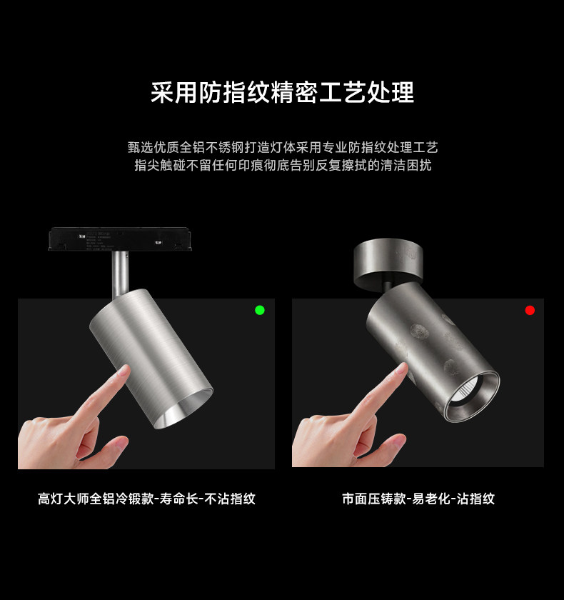 包豪斯明装轨道射灯不锈钢轨道灯防眩可调角度客厅无主灯led家用