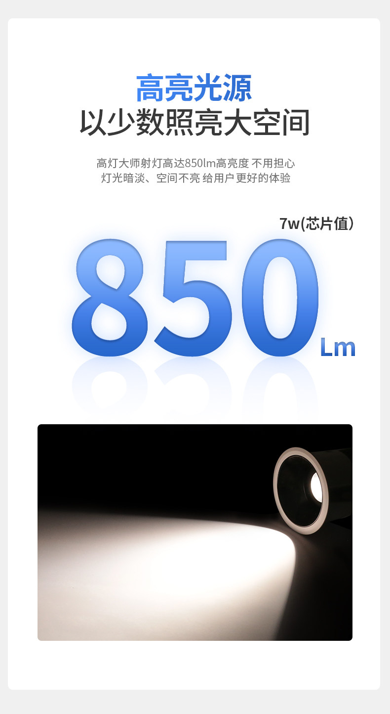 黑色射灯深防眩嵌入式75mm家用客厅洗墙小山丘led吊顶天花无主灯