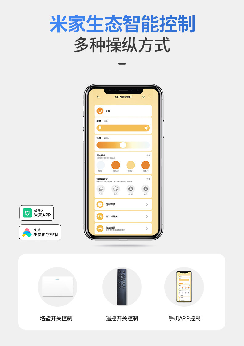 全铝吸顶灯超薄护眼全光谱圆形悬浮儿童房间卧室客厅明装LED智能