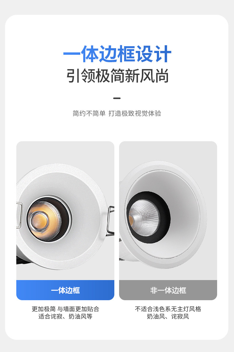 防水防眩小射灯嵌入式55开孔奶油风led阳台厨房卫生间浴室无主灯