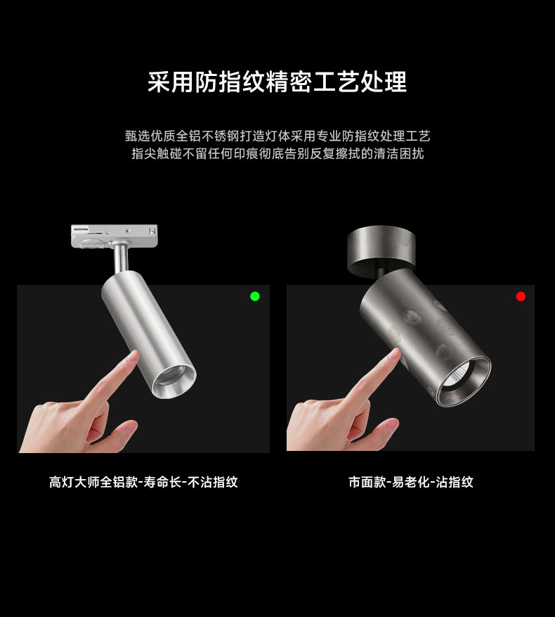 不锈钢轨道灯明装led射灯包豪斯中古防眩客厅背景墙小山丘导轨灯