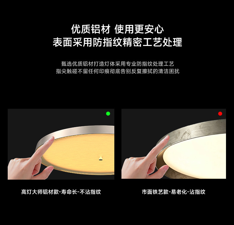 包豪斯吸顶灯防眩超薄不锈钢银色中古极简全光谱护眼卧室客厅主灯