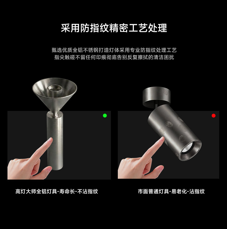 包豪斯明装射灯不锈钢银色客厅家用洗墙吸顶式可调节角度防眩灯