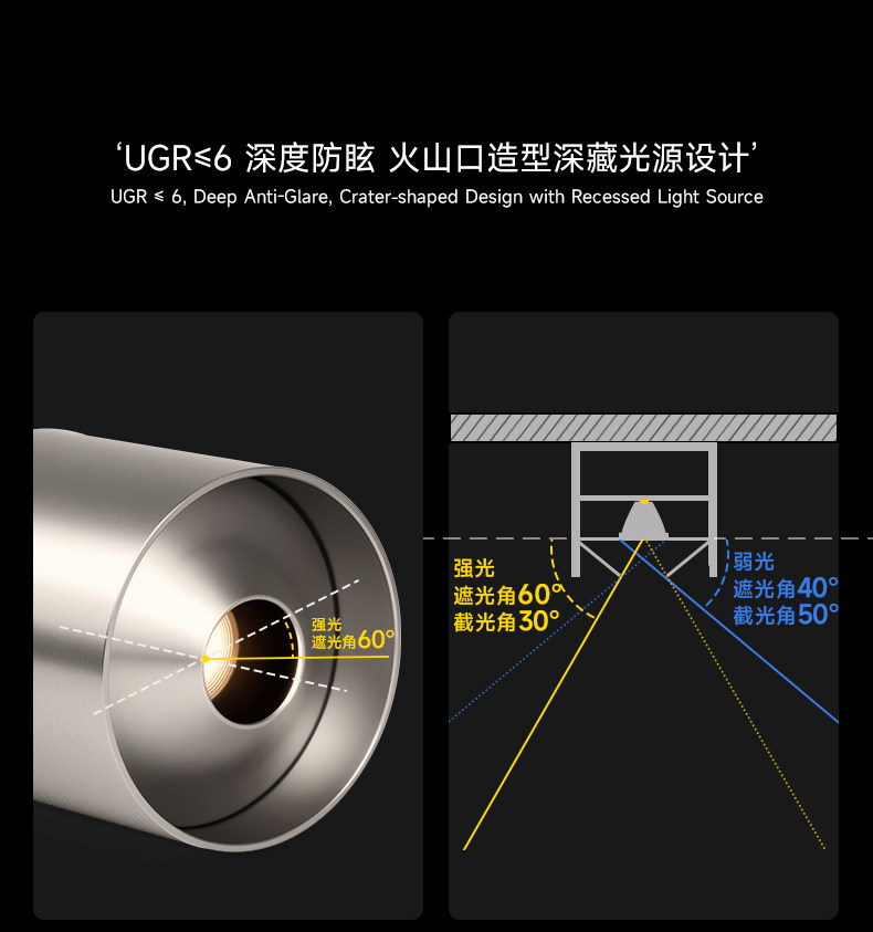 明装筒灯不锈钢色射灯包豪斯中古风吸顶灯防眩客餐厅工业风无主灯