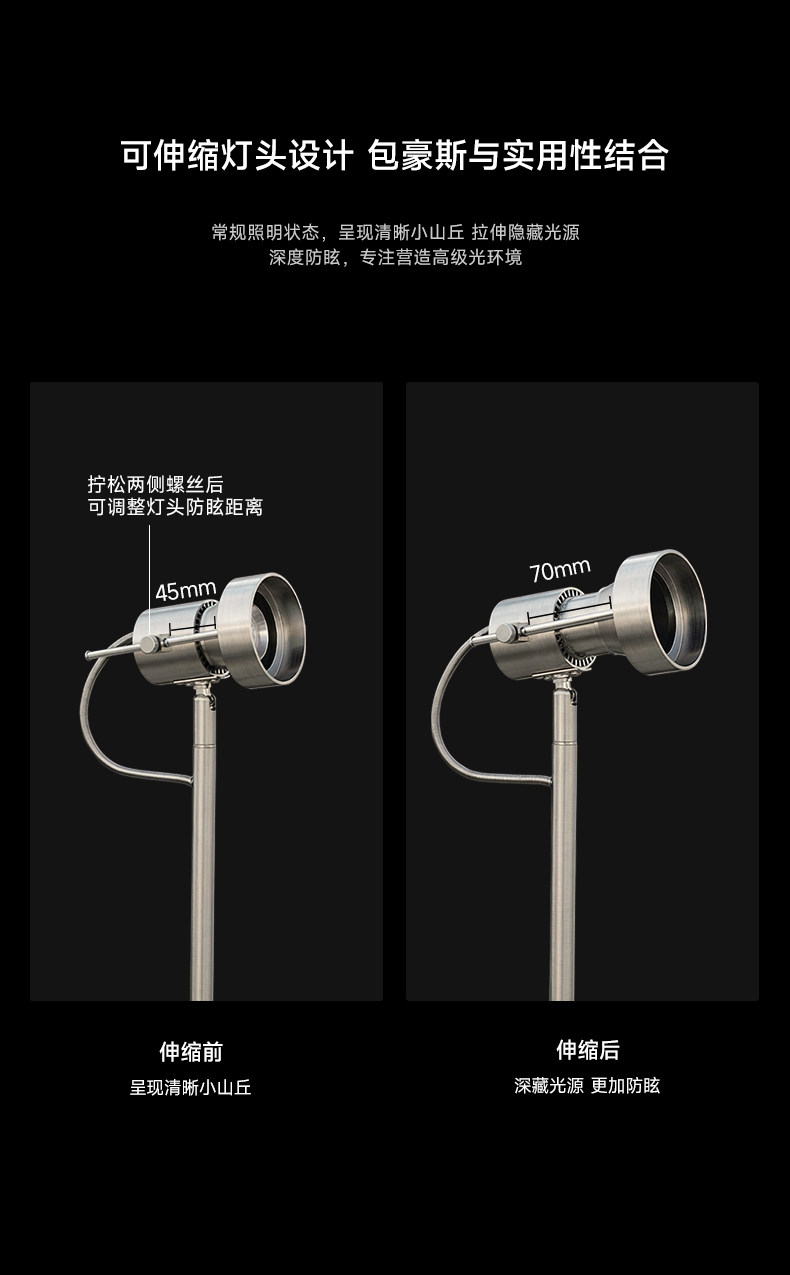 包豪斯落地灯客厅沙发旁不锈钢色可调角度伸缩灯头智能防眩阅读灯