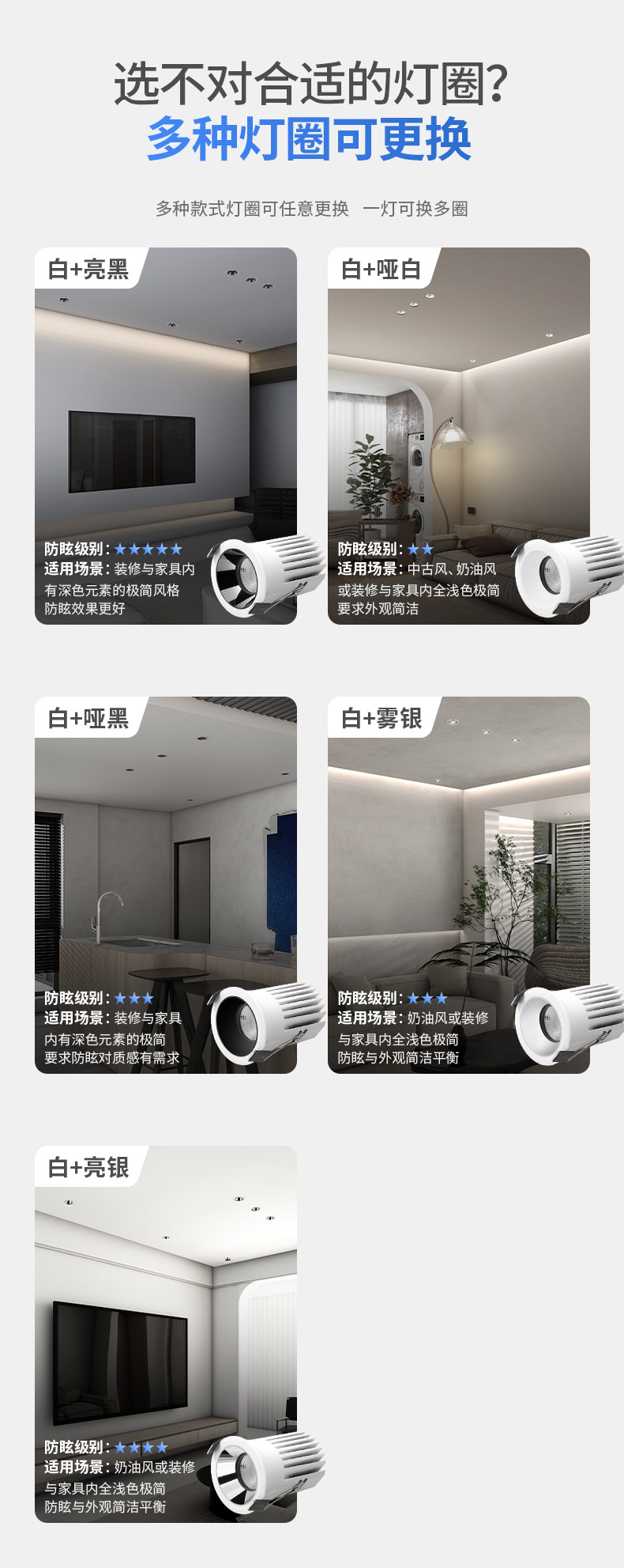 开孔55迷你小孔径筒灯60度深杯深藏防眩光内嵌式过道灯家用客厅