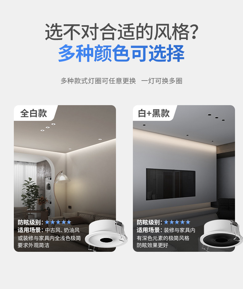 超薄射灯嵌入式led牛眼灯超矮款护眼暗装天花灯防眩客厅无主柜子