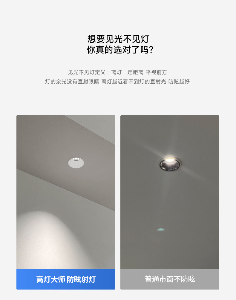 无边框预埋小筒灯嵌入式55开孔隐形led卧室防眩护眼天花无主灯