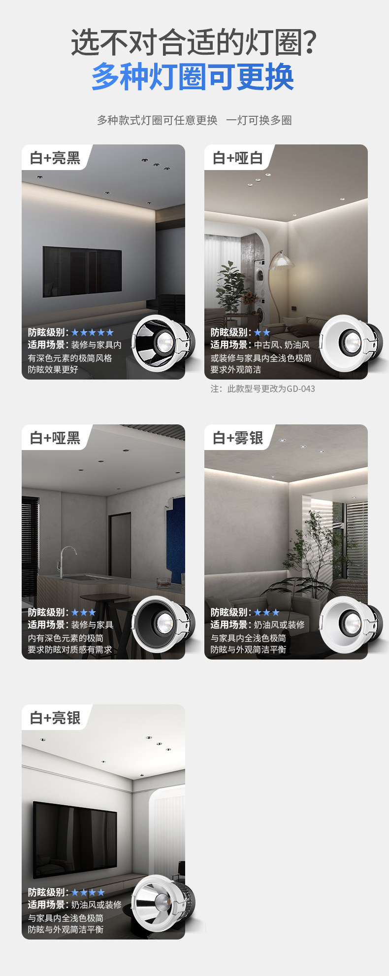 防水防眩射灯防雾深藏天花灯LED防潮淋浴室厨房卫生间厕所湿区cob