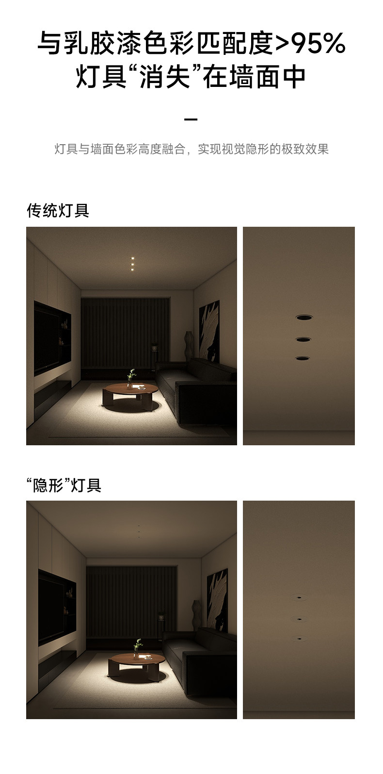 嵌入式可可蛋奶射灯小孔出光中古奶油风极薄隐形超防眩乳胶漆同色