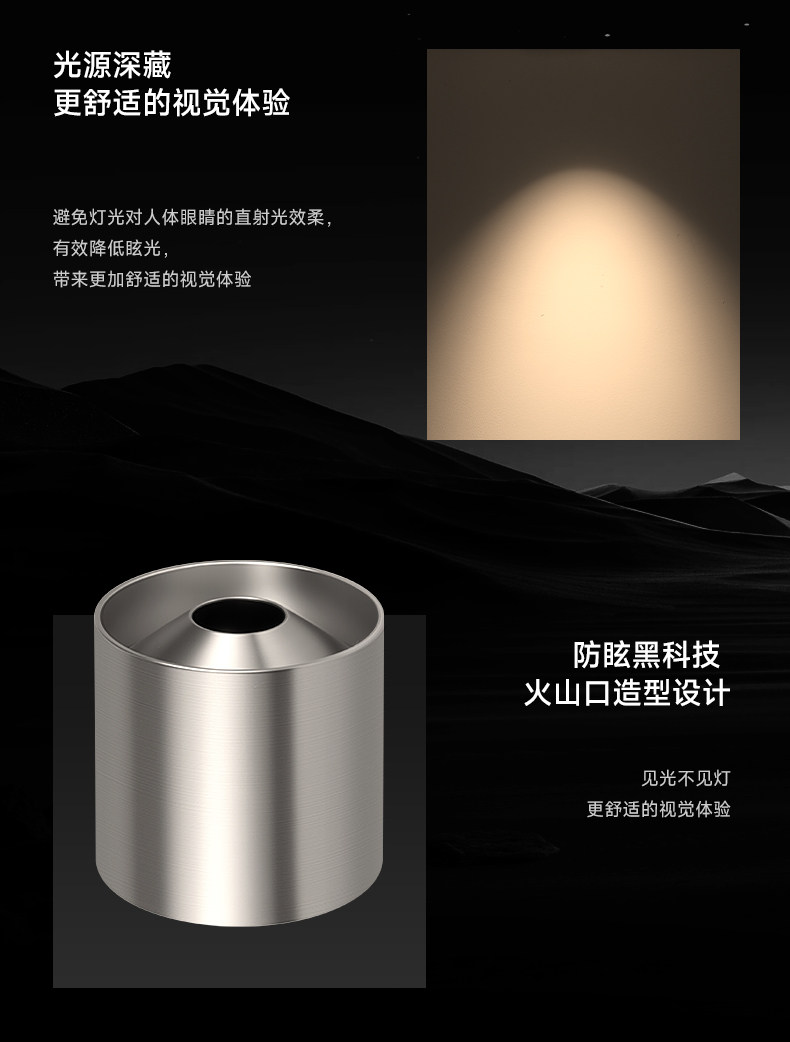 包豪斯床头吊灯卧室不锈钢射灯中古风极简银色开孔吸顶式吊线灯