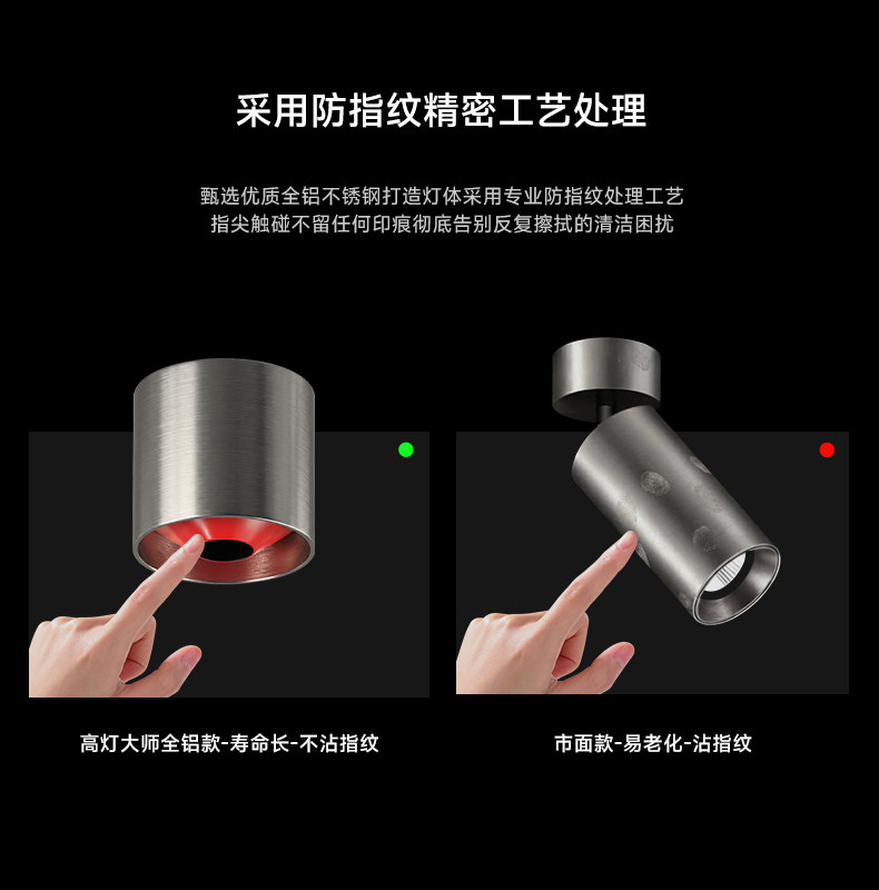 包豪斯明装射灯红色不锈钢孟菲斯多巴胺小孔出光吸顶式客厅卧室