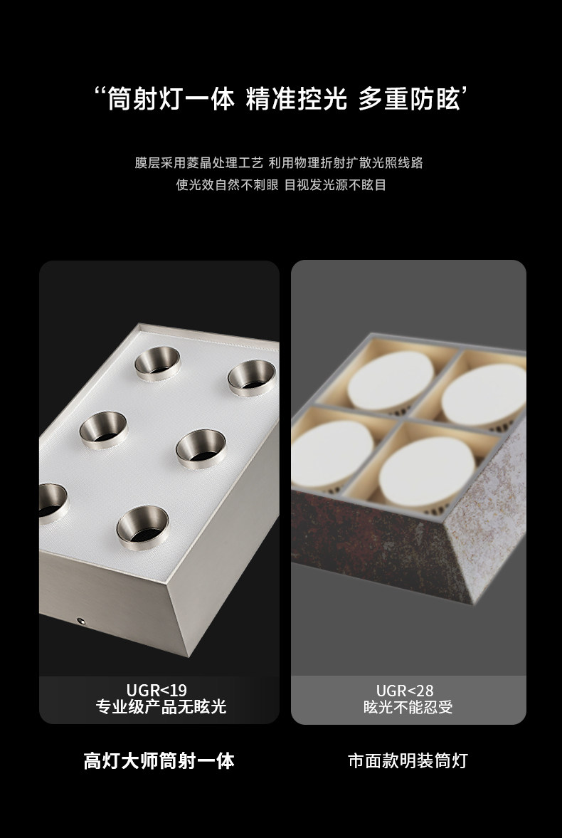 明装斗胆灯包豪斯吸顶灯六头不锈钢色筒射一体客厅主灯全光谱防眩