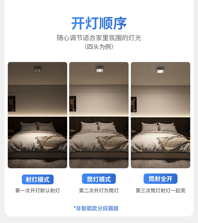 四头明装斗胆灯筒射一体超薄客厅主灯智能高亮防眩卧室吸顶盒子灯