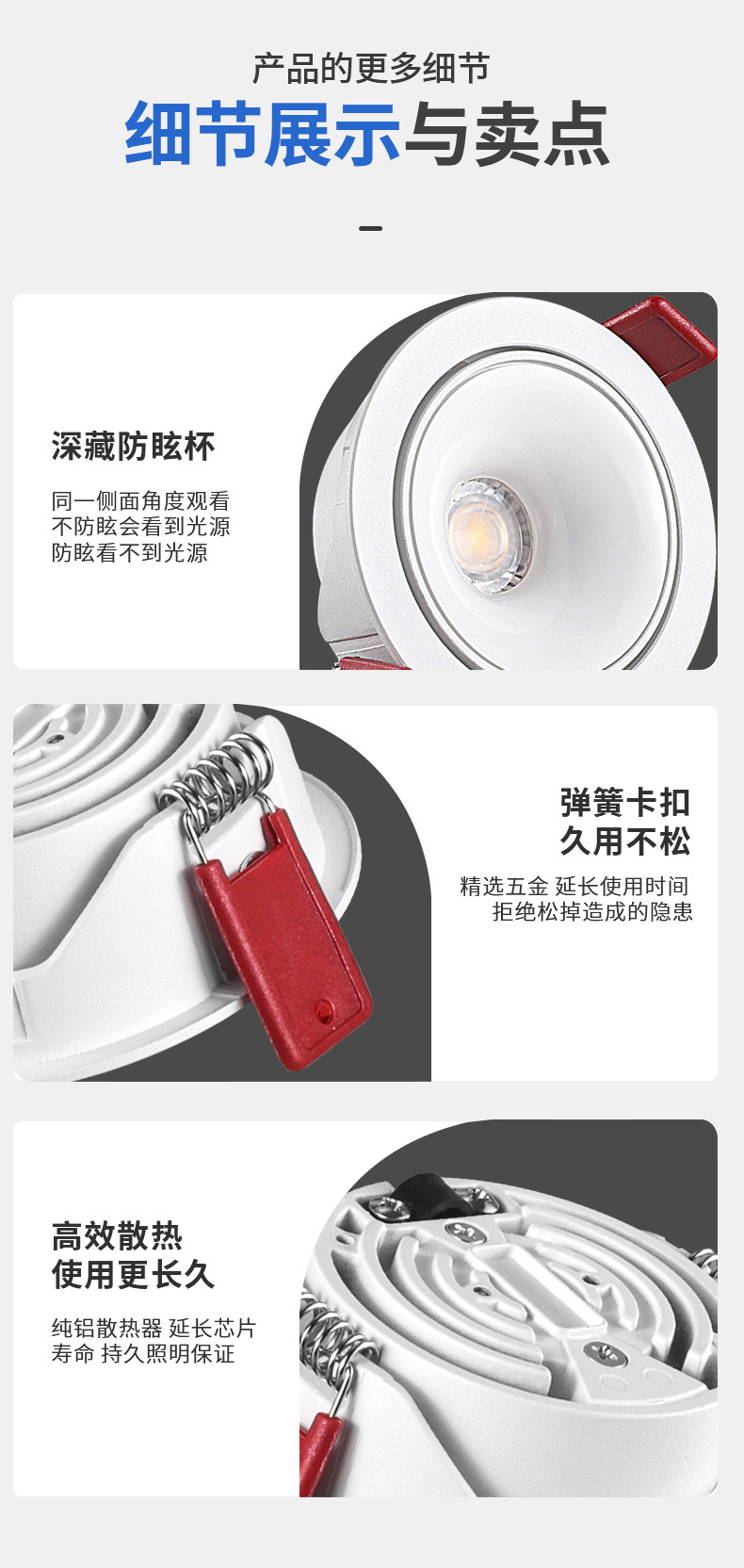 超薄射灯led嵌入式暗装防眩天花灯款牛眼灯可调角度无主灯全光谱