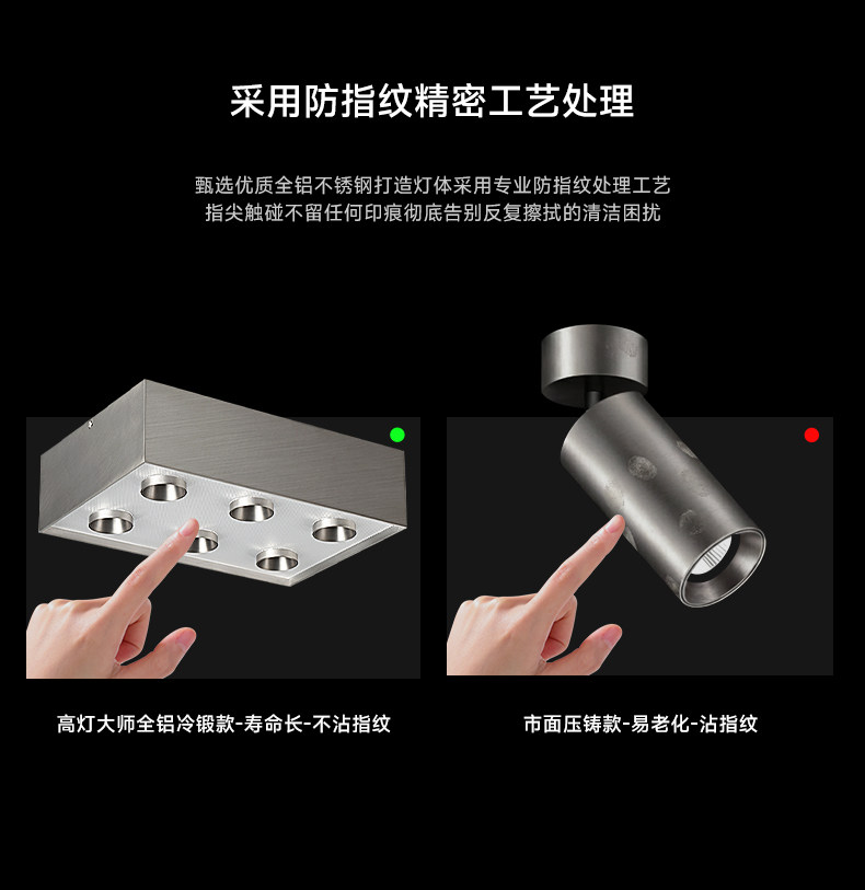 明装斗胆灯包豪斯吸顶灯六头不锈钢色筒射一体客厅主灯全光谱防眩