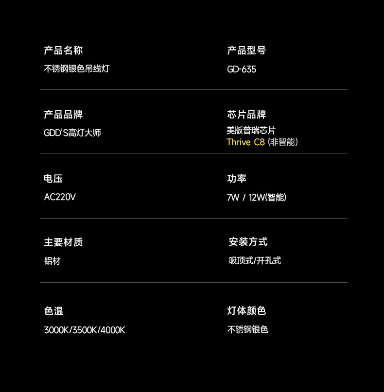 包豪斯床头吊灯卧室不锈钢射灯中古风极简银色开孔吸顶式吊线灯