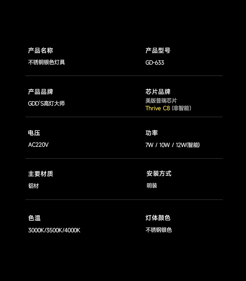 明装筒灯不锈钢色射灯包豪斯中古风吸顶灯防眩客餐厅工业风无主灯