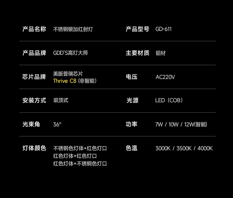 包豪斯明装射灯红色不锈钢孟菲斯多巴胺小孔出光吸顶式客厅卧室