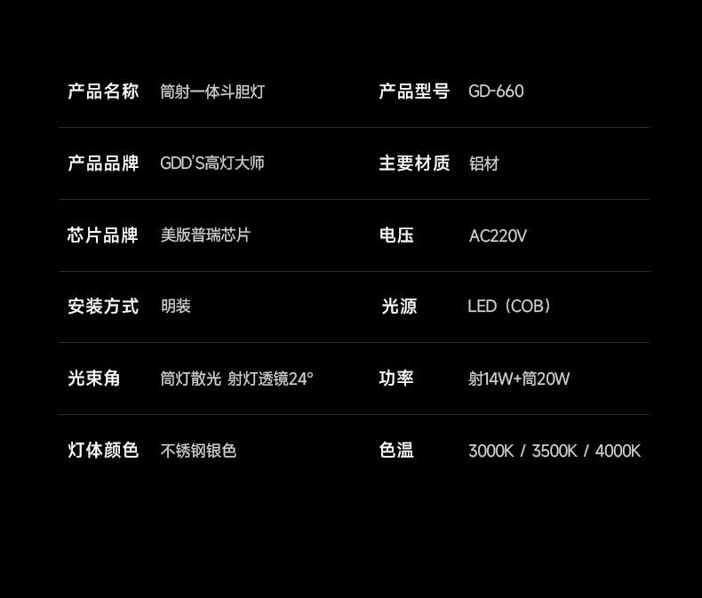 包豪斯明装斗胆灯双头不锈钢色吸顶灯筒射一体卧室客厅全光谱防眩